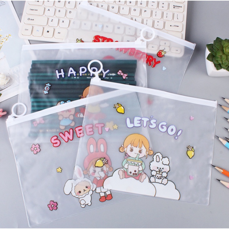 KOTAK PENSIL TRANSPARAN MOTIF LUCU UNIK / KOTAK PULPEN / TEMPAT ALAT TULIS BS-8