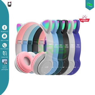 Bluetooth Headphone Headset Gaming Cat Ears Wireless Bluetooth Led Light Super Bass Stereo