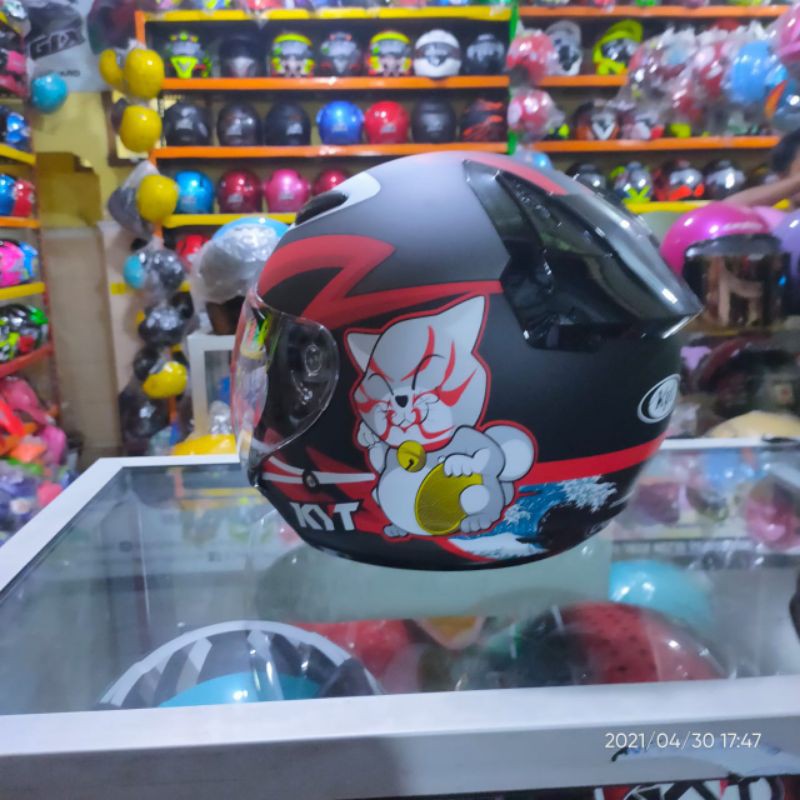 HELM KYT DJ MARU KABUKI CAT BLAK DOFF/RED