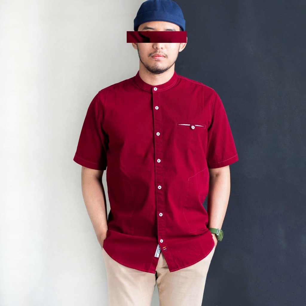 SAVIQ PREMIUM KEMKO LENGAN PENDEK KEMKO POLOS KOKO KATUN WARNA MAROON SQP105