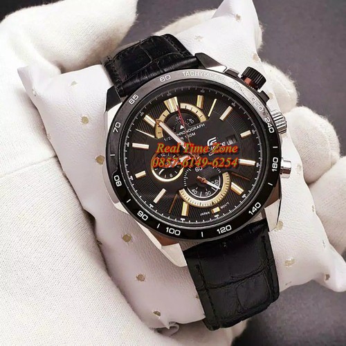 New Import Jam Tangan Grosir Real Casio Edifice EFR 520 Leather Black Dial Hadiah type EFR520