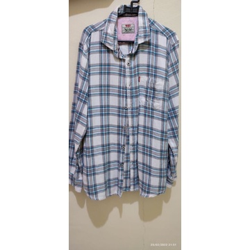 [PRELOVED] Kemeja Levis flanel putih kotak biru abu