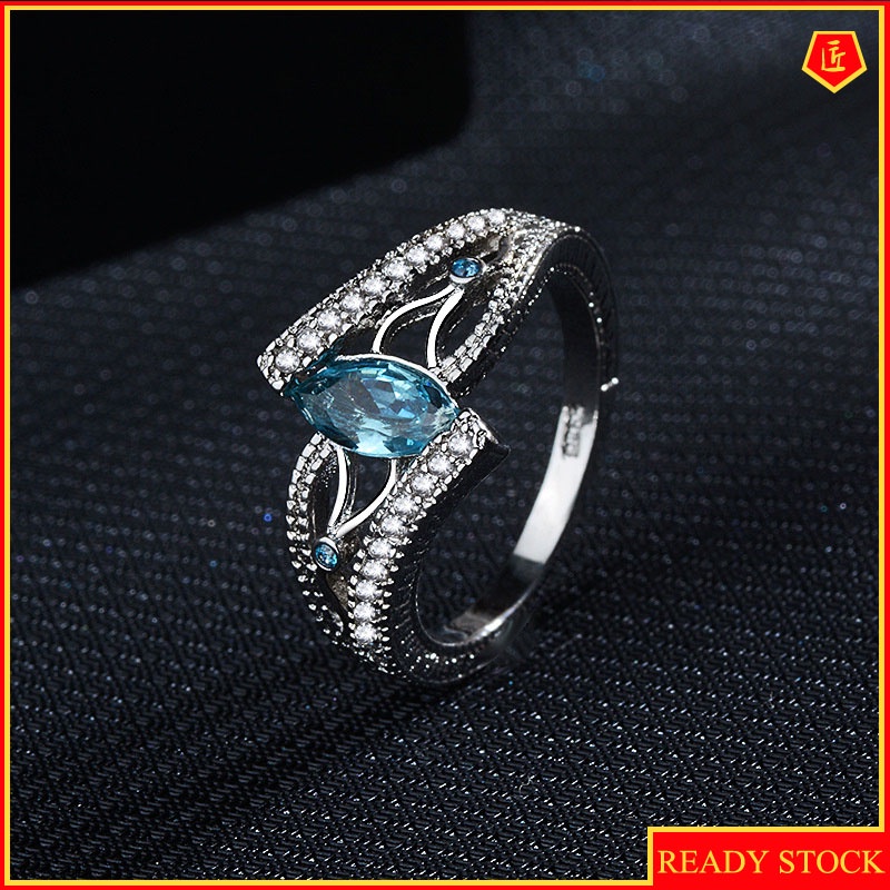 [Ready Stock]Fashion Luxury Aquamarine Topaz Ring