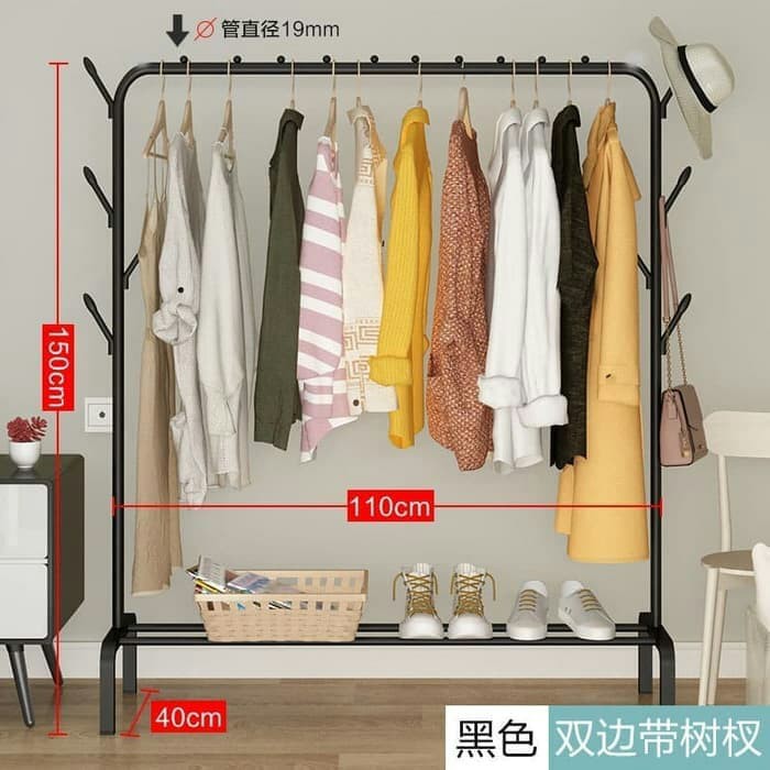 Windproof Single standing hanger Rak  besi  Gantungan Baju 