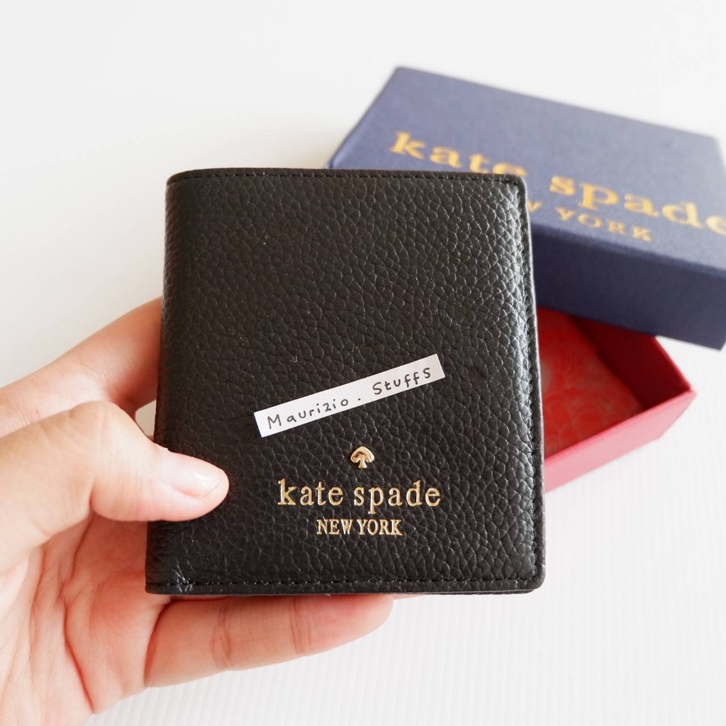 Kate Spade Dompet Kecil Kulit Jeruk Hitam Small Wallet 