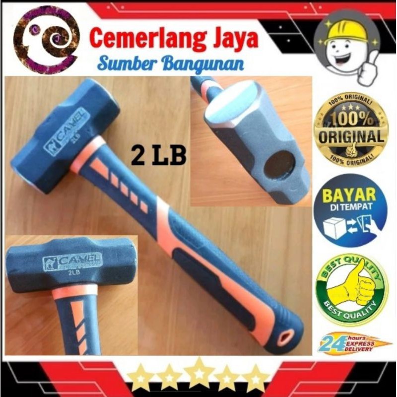 PALU BODEM - PALU BATU 2LB CAMEL - GAGANG FIBER ASLI - PALU TEMBOK - PALU