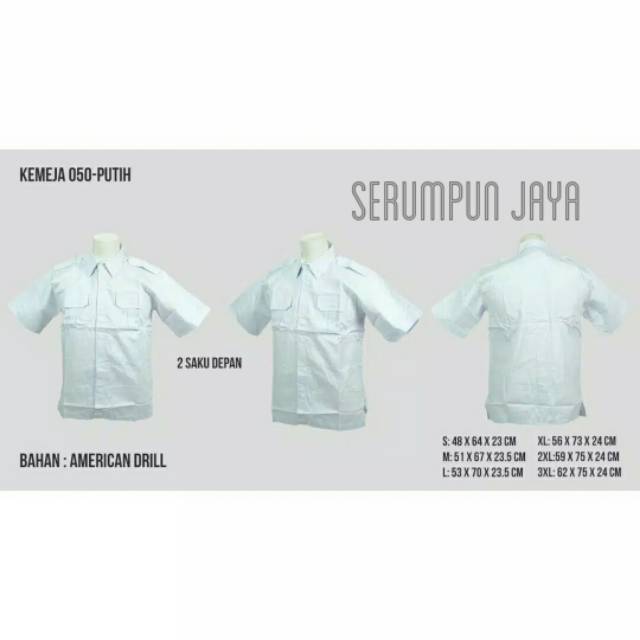 KEMEJA PDH XXL PUTIH - KEMEJA PDL XXL PUTIH - BAJU SECURITY PDH - PDL