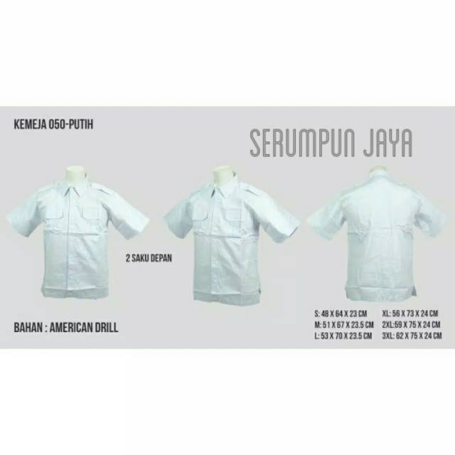 KEMEJA PDH XXL PUTIH - KEMEJA PDL XXL PUTIH - BAJU SECURITY PDH - PDL