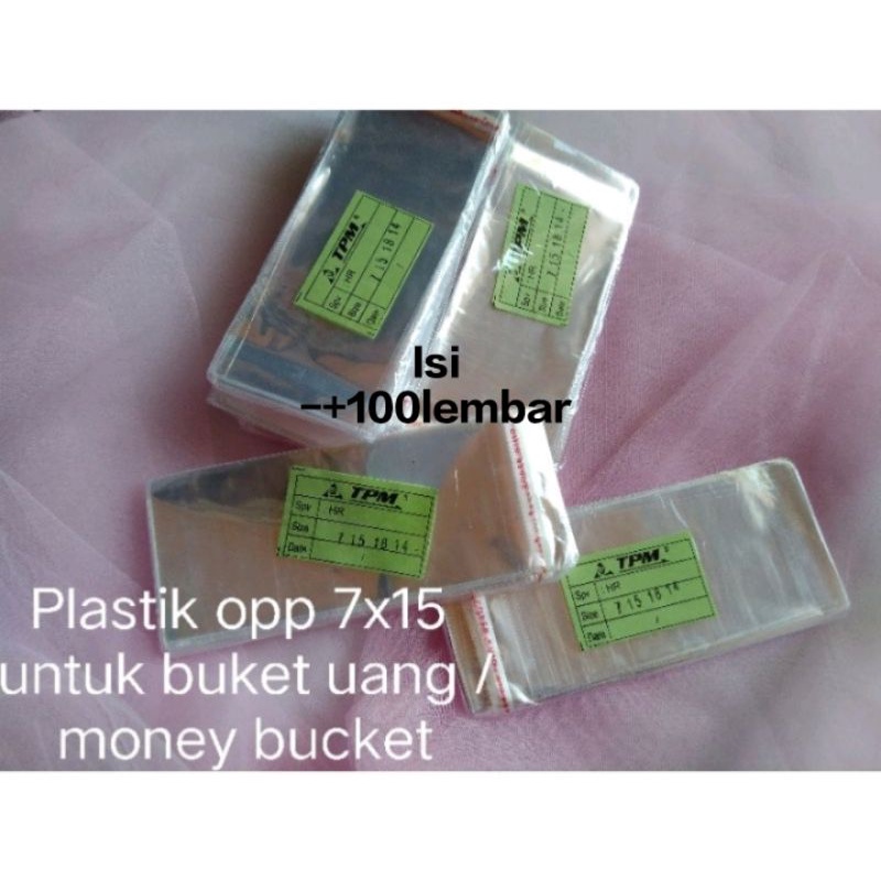 

Plastik opp lem 7x15 isi 100lembar / plastik jepit aksesoris / plastik buket uang