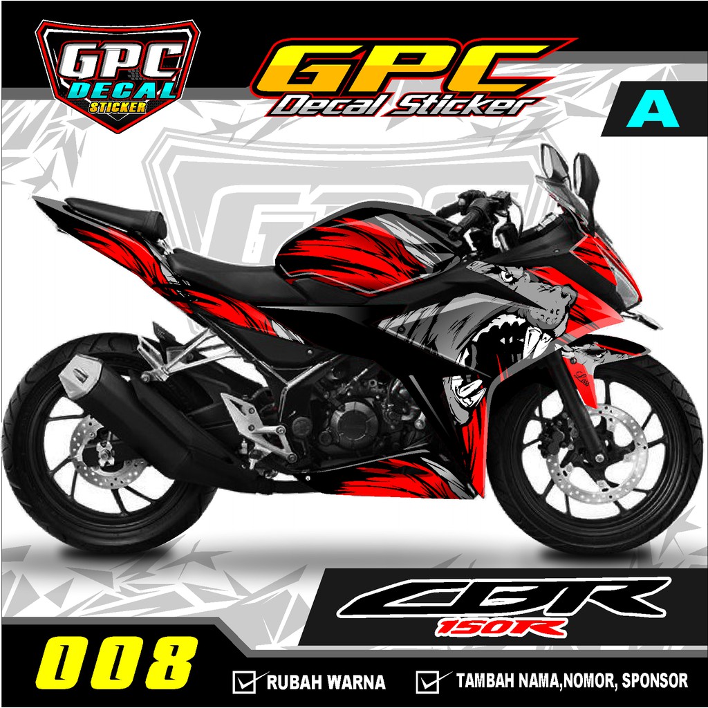 Decal Sticker Variasi Fullbody Honda CBR 150R Facelift 008-Dekal Stiker CBR 150R Motif Srigala GPC
