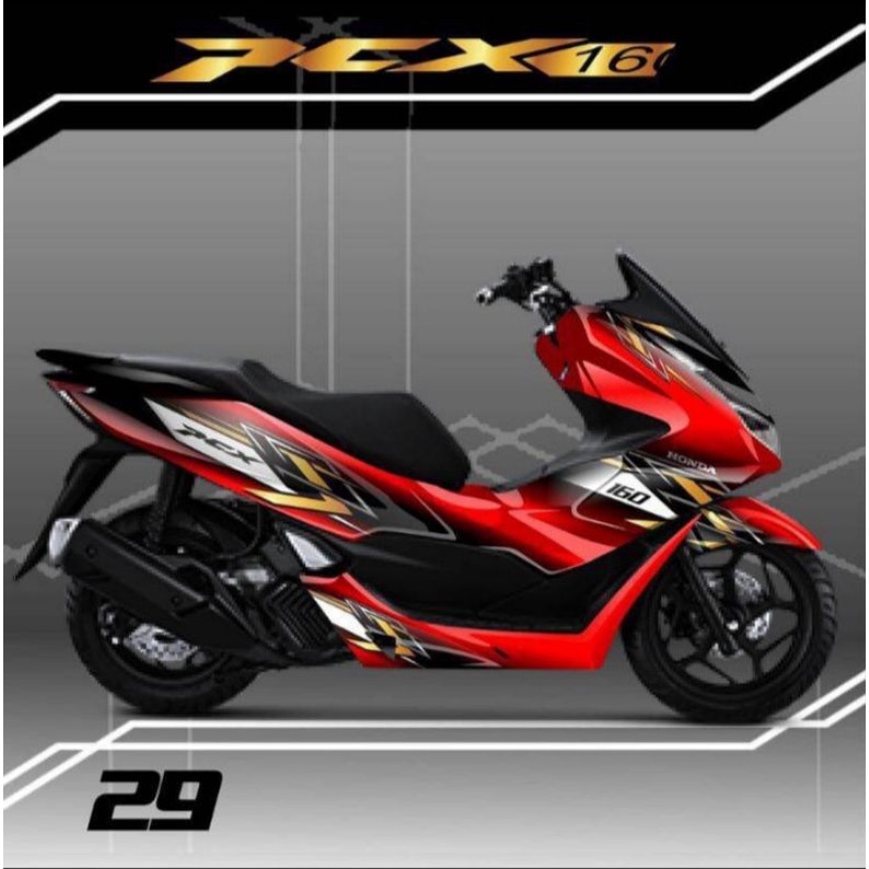 Decal Sticker Honda PCX 160 Fullbody - Dekal Striping PCX 160 Variasi Custom Bike Stile Merah 1