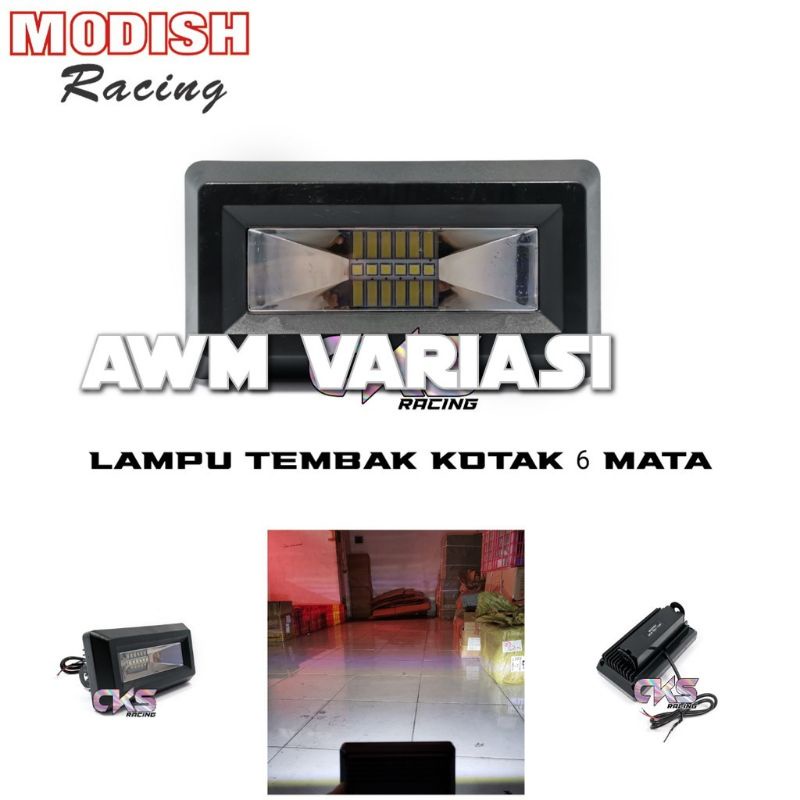 Lampu Tembak Cree Dymaker Kotak 6 Mata LED High Low Flash 3 Mode