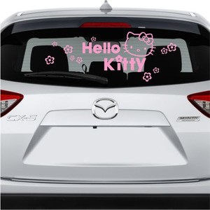stiker mobil cutting hello kitty kaca belakang, sticker lucu murah
