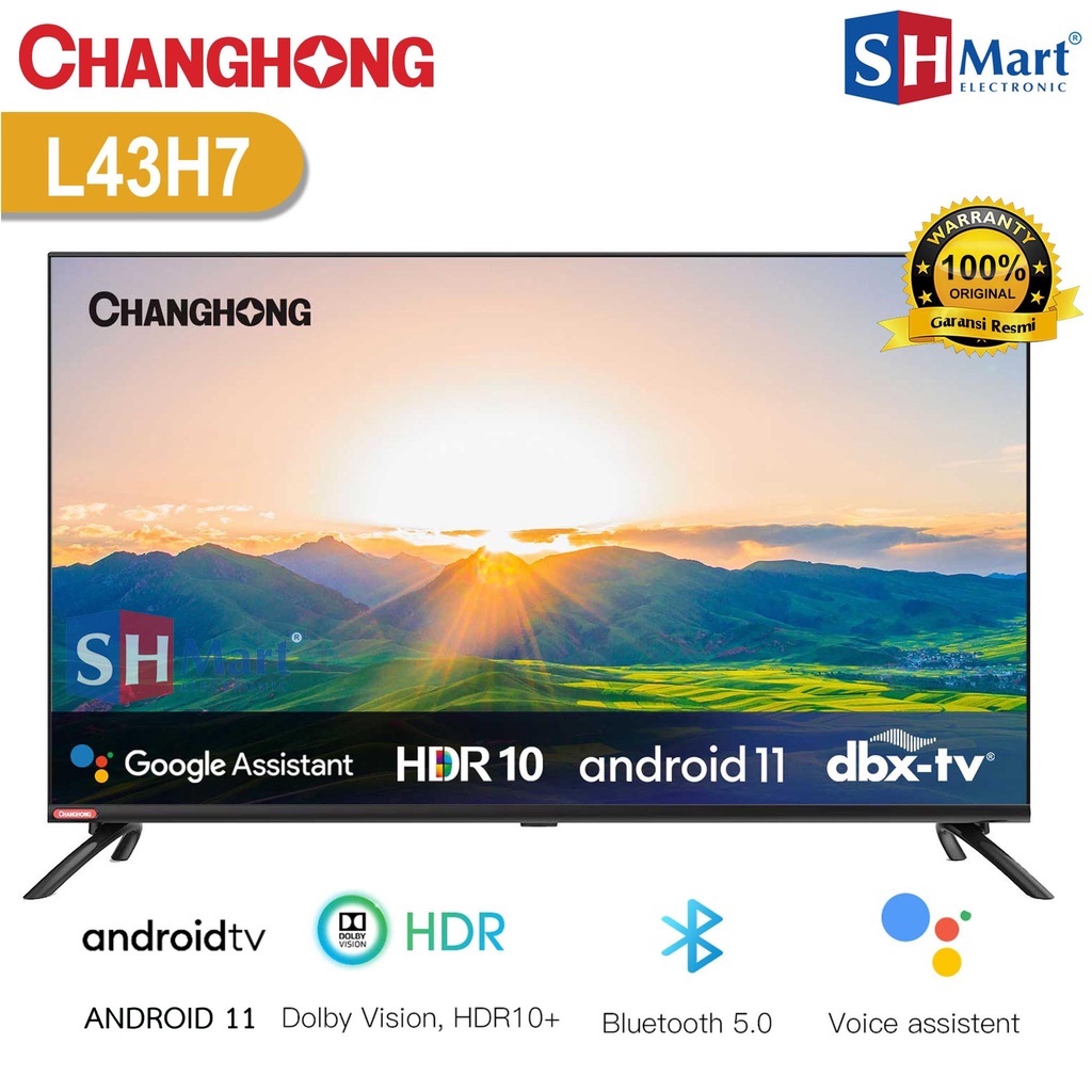 TV CHANGHONG 43 INCH L43H7 ANDROID TV BEZELLESS GARANSI RESMI (MEDAN)