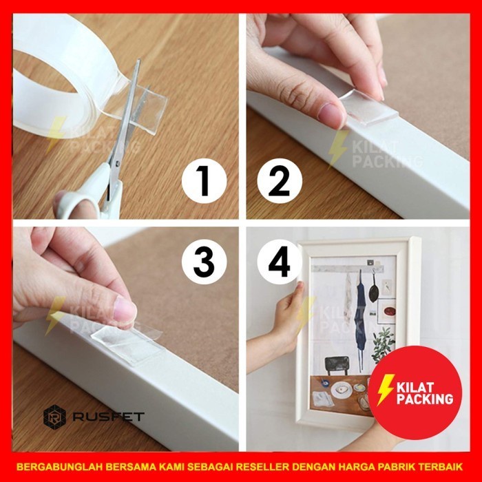 

perekat-pengikat- nano magic double tape bening tahan air acrylic isolasi selotip satuan - 30mm x 1m
