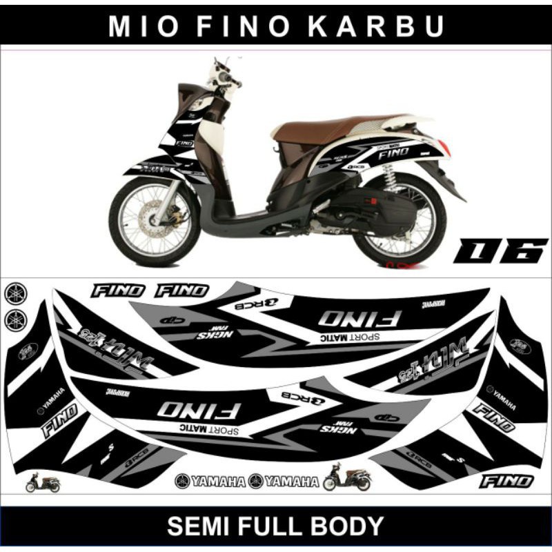 Stiker Striping Motor Yamaha Mio Fino Karbu Sporty 2012-2013 Semifullbody Variasi DF03