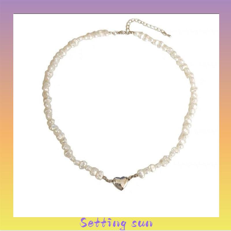 Kalung Wanita Mutiara Cinta Serba Gesper Magnet Desain Sense Aksesori Rantai Tulang Selangka TN