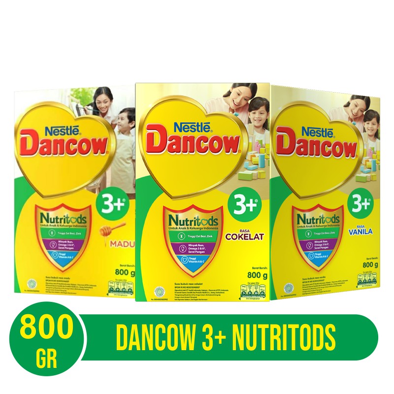 Dancow 3+ Nutritods Susu Formula Anak Usia 3-5 tahun Rasa Madu / Vanila / Coklat 800gr