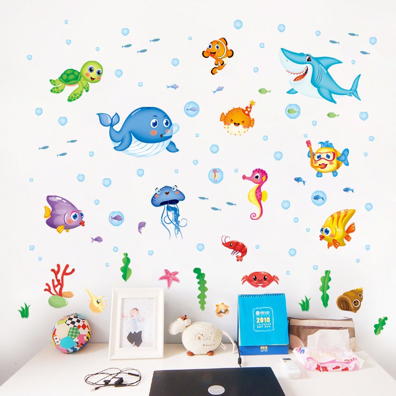 RELIZA WALL STICKER IKAN PAUS FISH KAMAR MANDI ANIMAL HEWAN LAUT STIKER DINDING XL7206