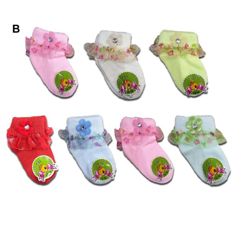 kaos kaki bayi perempuan motif renda/pita isi 1