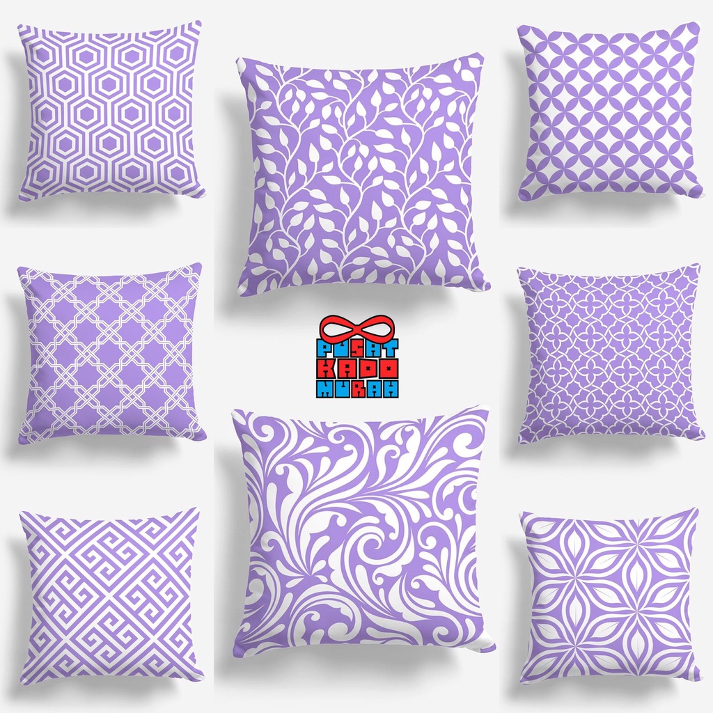 Bantal Sofa Print Motif Abstrak Lilac Ungu Purple 40x40 cm - PUSAT KADO MURAH