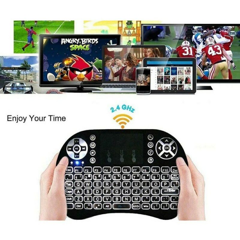 KEYBOARD MINI WIRELESS CANGGIH DILENGKAPI BACK LED UNTUK ANDROID TV / SMART TV / PC BATERAI RECHARGE