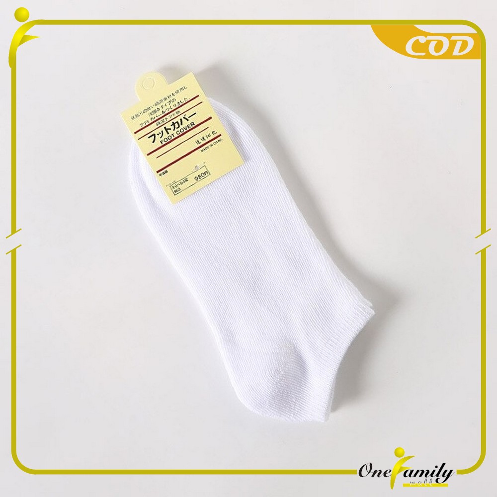 ONE-P59 Kaos Kaki Semata Kaki Polos / Kaus Kaki Wanita / Kaos Kaki Ankle Dewasa / Short Socks Import-PUTIH