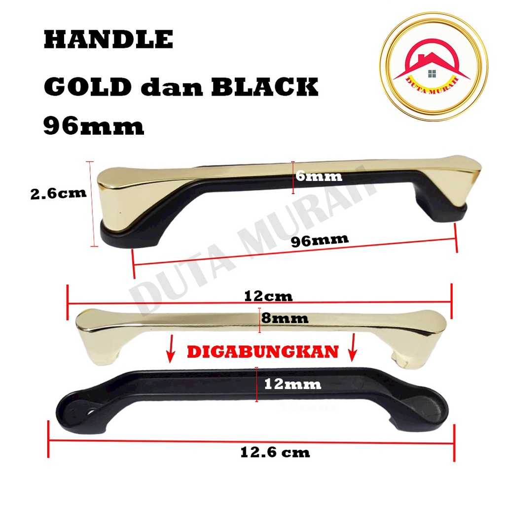 Tarikan Gold Hitam Handle Emas Hitam Tarikan Laci Gagang Pintu Lemari 96 mm dan 128 mm 8103.