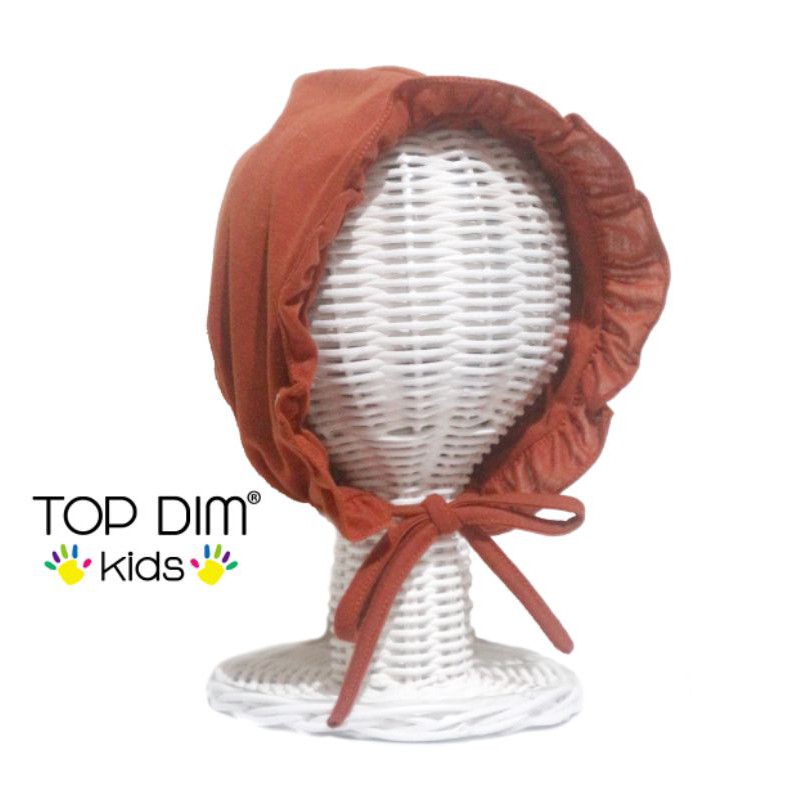 Topdimkids Topi Bonet Ruffle Bonet Topi Noni Bonet Renda Topi Bayi Aksesoris Anak Bayi Polos Basic-Teracotta