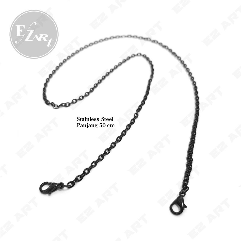 KALUNG MASKER RANTAI HITAM POLOS SIMPLE ELEGAN STAINLESS STEEL PRIA WANITA
