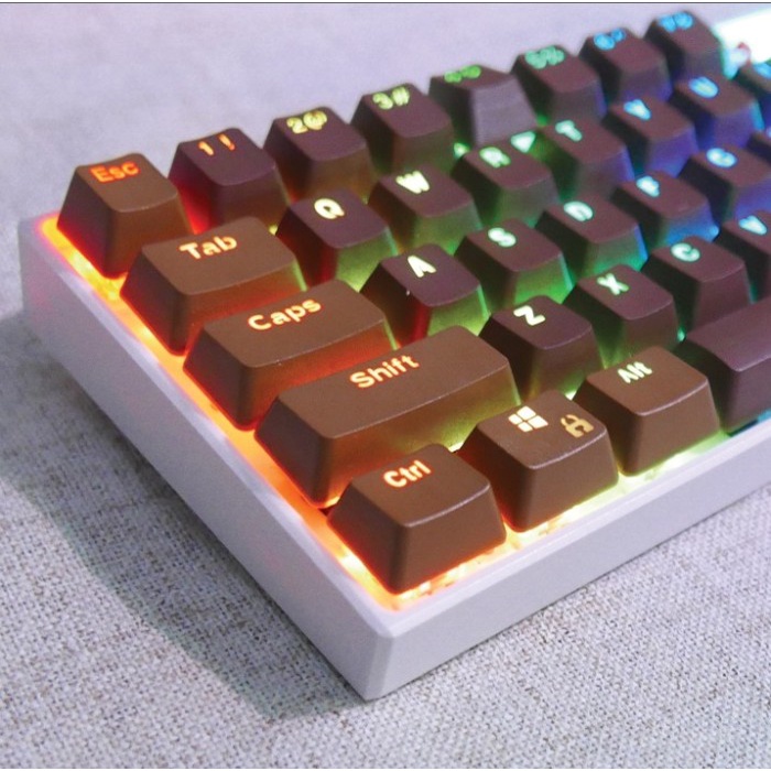 ALCHA KEYCAPS PBT COFFEE DOUBLE SHOT BACKLIT CAPPUCCINO / LATTEE - CAPPUCCINO