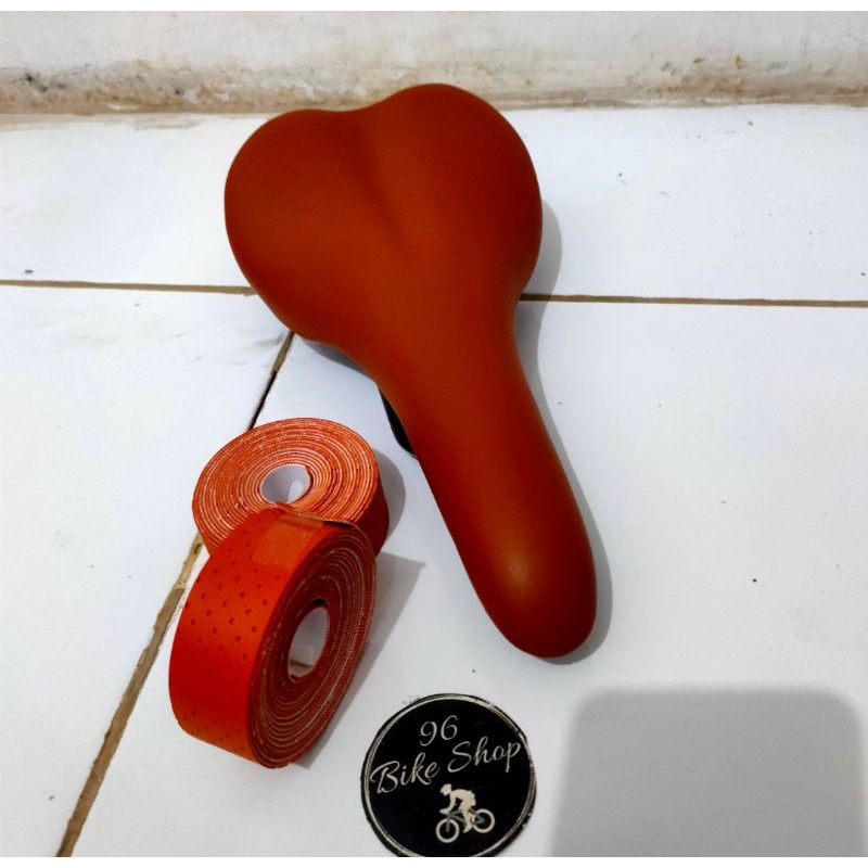 paket Classic coklat sadel velo bartape roadbike sepeda balap
