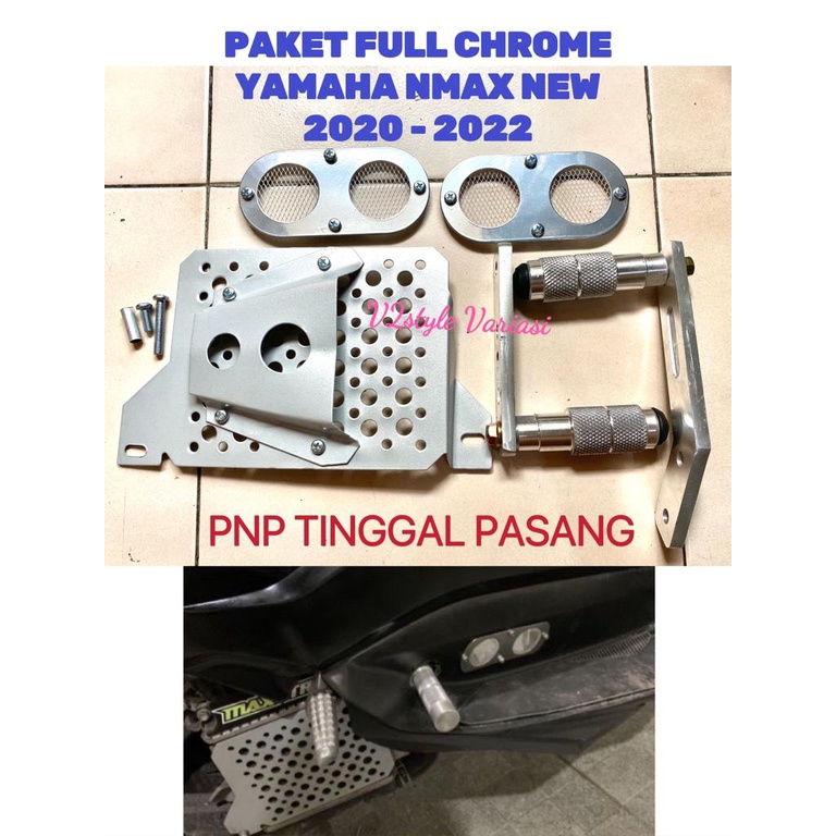 PAKET 3IN1 YAMAHA ALL NMAX NEW 2020 2021 2022 FULL SET BODY NMAX CHROME COVER RADIATOR UNDERBONE DIFFUSER ACCECORIES NMAX BARU MURAH CHROME TUTUP RADIATOR NMAX BARU AIRSCOPE VELOSCOP UNDERBONE STEP NMAX NEW PIJAKAN KAKI BELAKANG BAWAH DIFFUSER VENTILATOR