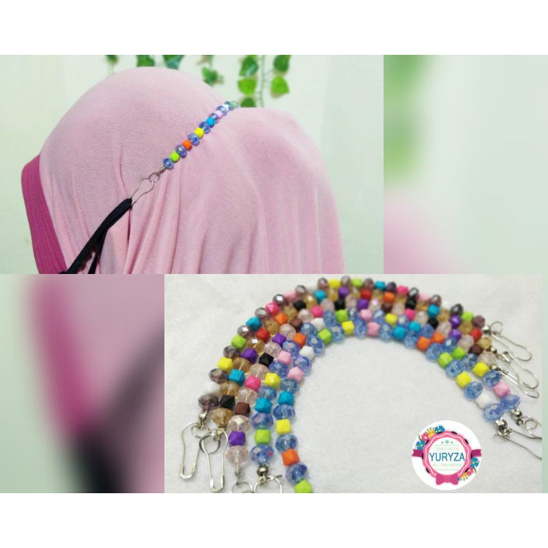 konektor pengait tali masker hijab kristal