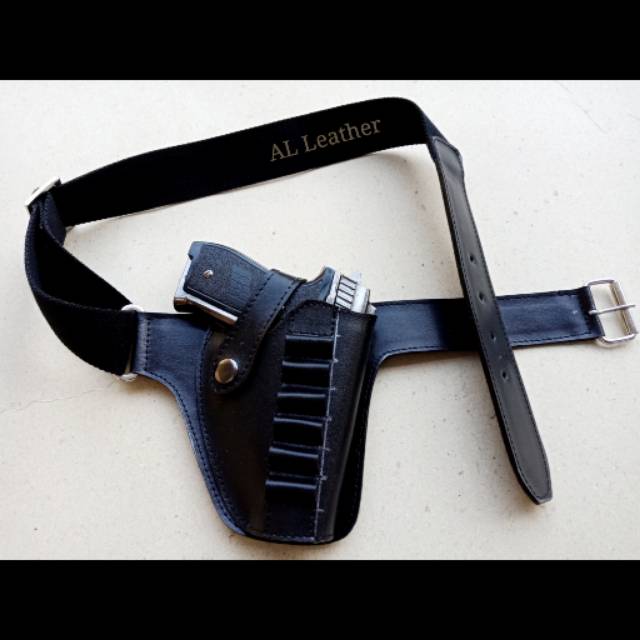 Holster Sarung Pistol Kulit Pinggang Single