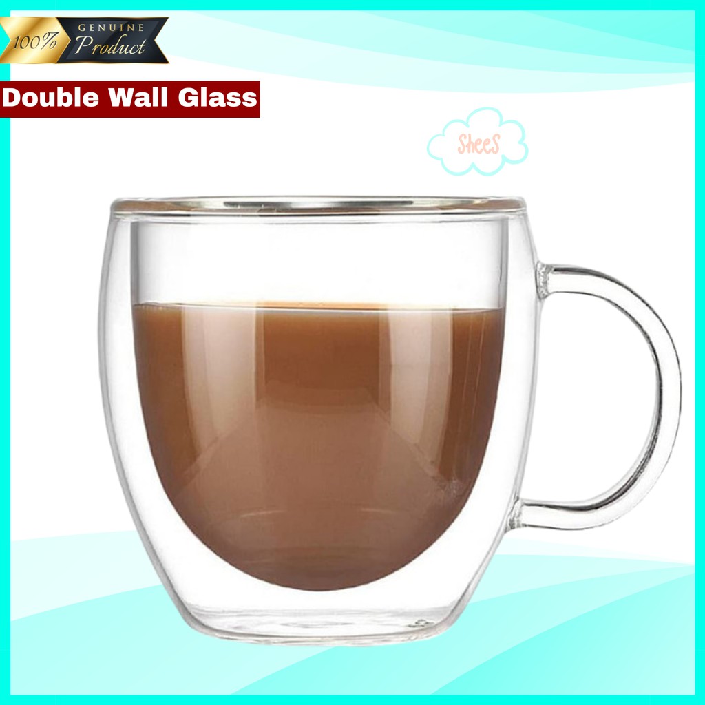  NEYDA Gelas Kaca Unik  Double Wall Minum Anti Panas Kopi 