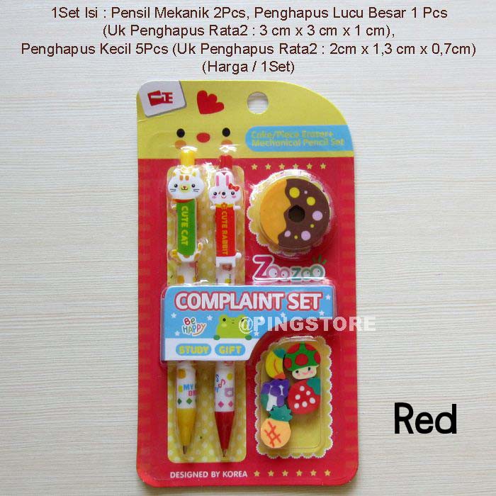

Alat Tulis Korea or Stationery Pensil Mekanik + Penghapus Lucu 1Set