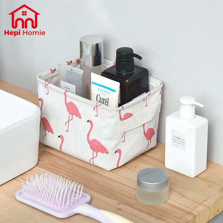 [HH] KERANJANG KAIN MINI PEGANGAN / STORAGE BOX TEMPAT PENYIMPANAN BARANG LIPAT SERBAGUNA