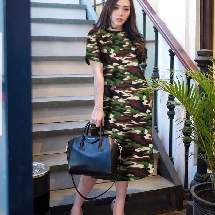 Dress Natal Mini DRess FOREST VS bahan WAFFLE fit to L besar - hijau army Murah