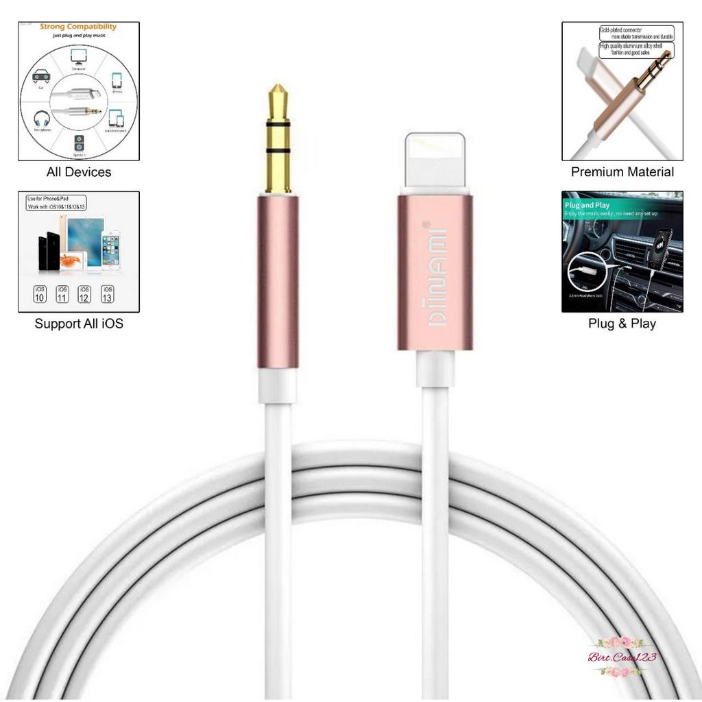 DIINAMI kabel iphone Lightning to aux 3.5mm   ,Type C To Jack 3.5MM Premium Nylon kabel Audio BC7859