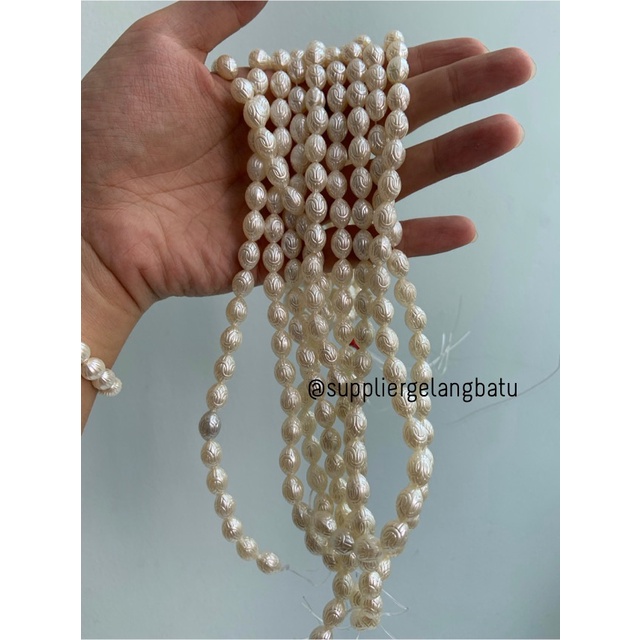 Mutiara Sintetis OVAL TELUR PASKAH 10MM WHITE PEARL manik aksesoris