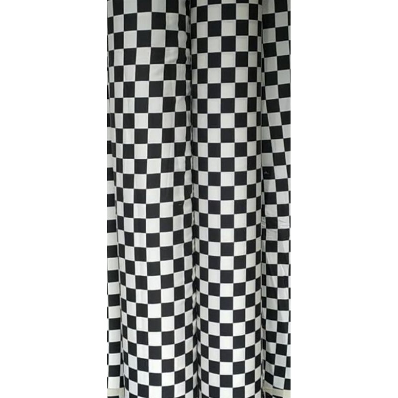 kain katun twill  stretch kotak Bali Black white (0.50 yds)