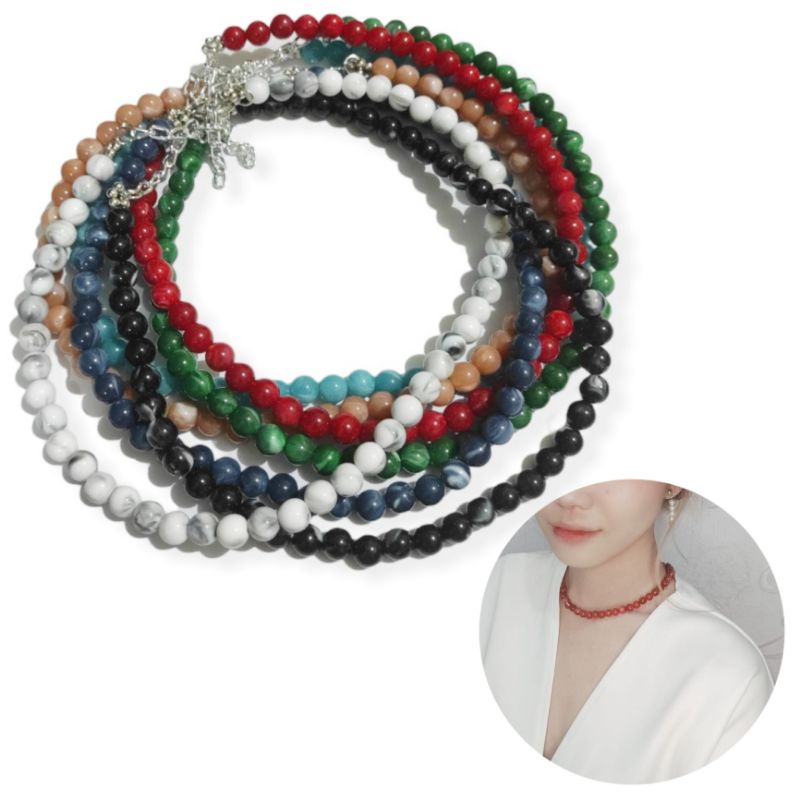 Genara Marble Beads Basic Necklace Kalung Mote Motif Marmer Marble