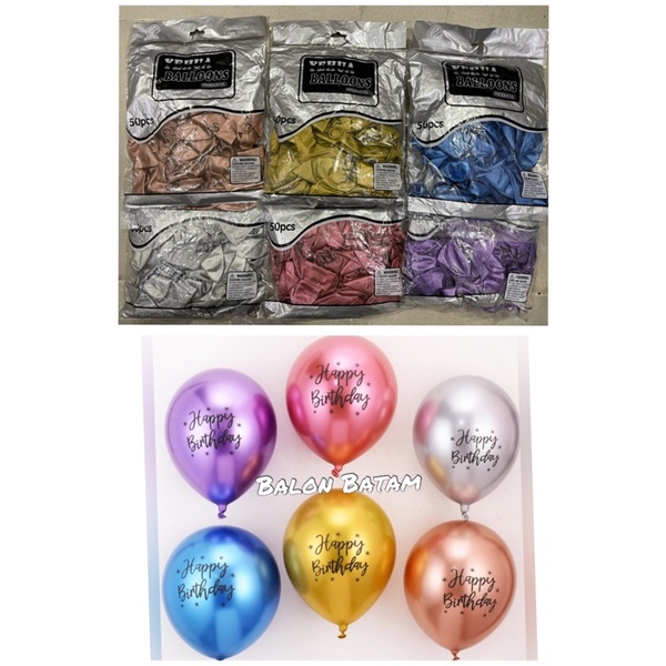 Grosir isi 50pcs balon double chrome happy birthday