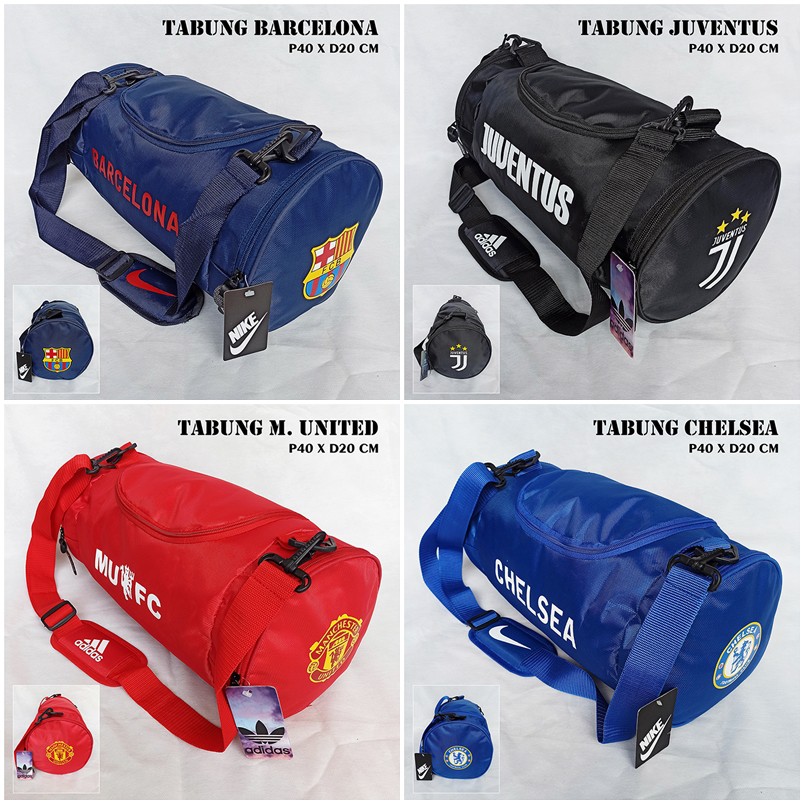 TAS TABUNG KLUB BOLA Selempang Futsal / Tas Gym / Tas SEPATU Olahraga BARCA MADRID LIVERPOOL JUVE