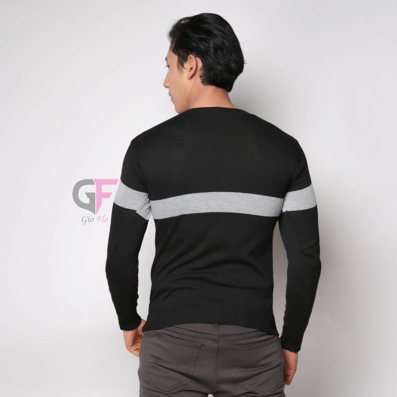 GIOFLO Jaket Sweater Pria Polos Hitam / SWE 800