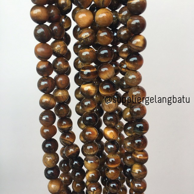 bahan biduri sepah brown tiger eye cokelat 10mm natural akik kayu