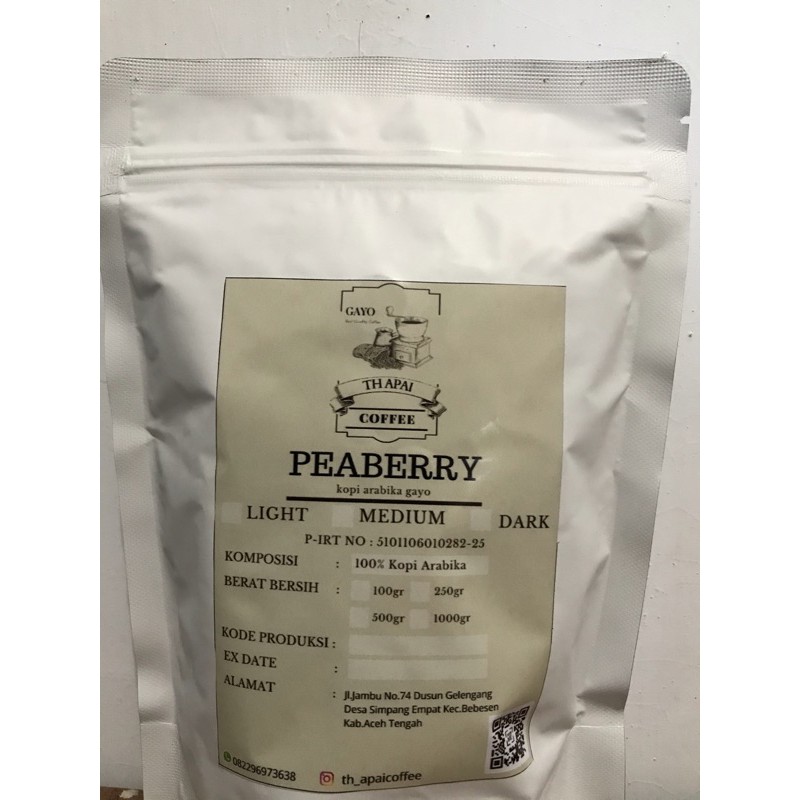 

KOPI GAYO ACEH PEABERRY 1000g BUBUK DAN BIJI