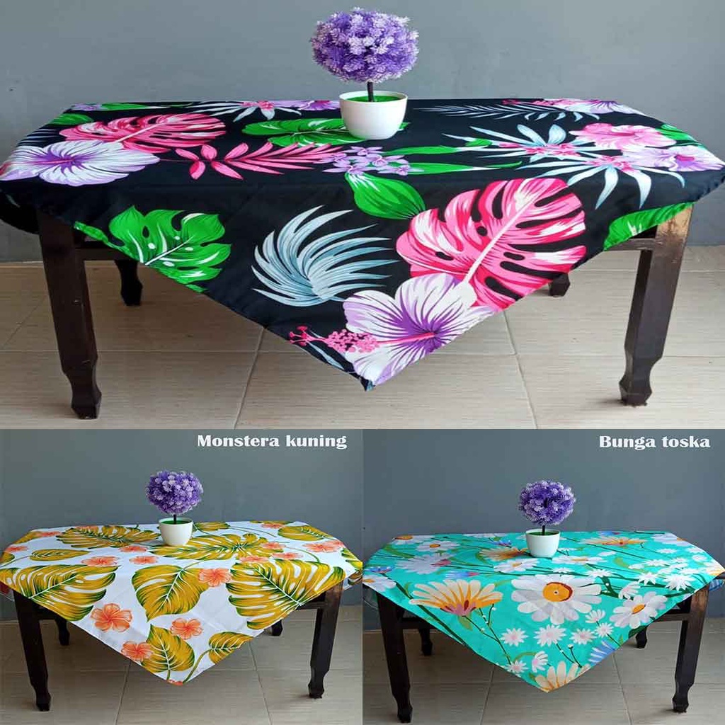 Taplak Cover Alas Meja Bentuk Persegi 100x100 cm Kain Katun Serbaguna Beragam Corak dan Motif Cantik Dan mewah Dekorasi Ruang Tamu