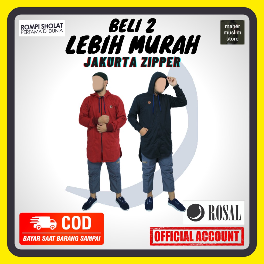 ROSAL JAKURTA ZIPPER Jaket Kurta Sweater Outwear Pakaian Sholat Hoodie Casual Pria Muslim Murah